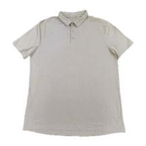 Lululemon Polo Shirt Men's Large Beige Evolution Golf Preppy Stretch Casual